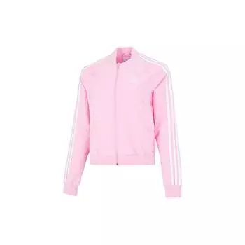 Adidas Classic 3-полосный логотип Спортивная повседневная тканая дышащая куртка Женская куртка Розовая HL4448 M