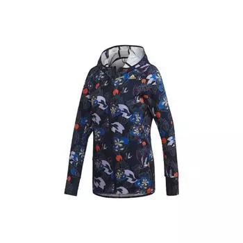 Adidas CNY Own The Run Soft Shell Цветочный принт с капюшоном Спортивная куртка Женская куртка Многоцветная GE5831 M
