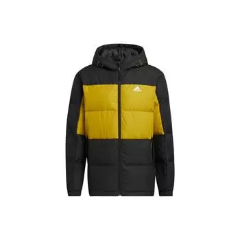 Adidas Color-Block Logo Print Zip Hooded Down Jacket Мужская верхняя одежда Черный HN4407 M