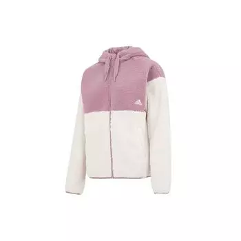 Adidas Color Block Спортивная повседневная теплая флисовая куртка с капюшоном Женские куртки Розовый HN0670 M