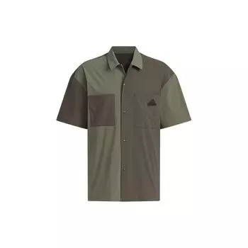 Adidas Colorblock Открытый Повседневная Спортивная Рубашка На Пуговицах С Коротким Рукавом Мужские Топы Армейско-Зеленый JI9813 L