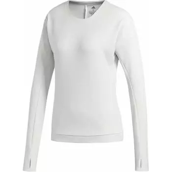 Adidas Удобная однотонная толстовка с круглым вырезом, женские топы, белый цвет DQ1918 S
