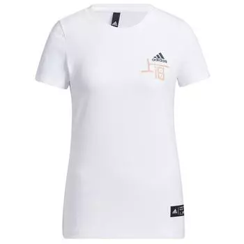 Adidas Цветочный логотип Принт Круглый вырез Пуловер Футболка Женская Топы Белый GP1854 S