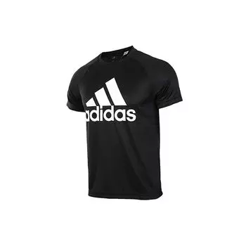 Adidas D2M Tee Logo Повседневная спортивная футболка Мужские топы Черные BK0937 S