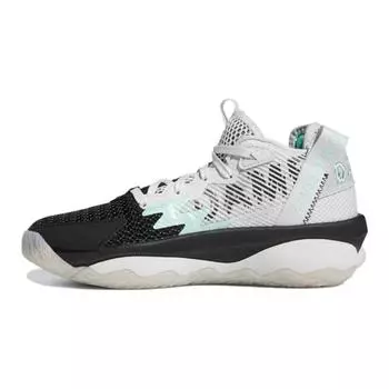 Adidas D Lillard 8 Нескользящая амортизация Износостойкие кроссовки средней высоты для баскетбола Белый Черный Подростки 36