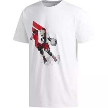 Adidas Dame Geek Up Круглый вырез Удобная футболка с коротким рукавом Мужские топы Белый DU6295 XL