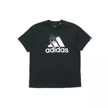 Adidas День Святого Валентина Спортивная повседневная футболка с коротким рукавом с принтом Топы унисекс Черный GV2911 XL