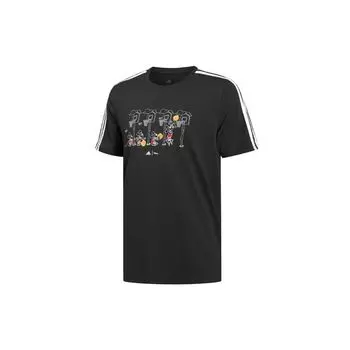 Adidas Disney Mickey Print Stripe Спортивная футболка с короткими рукавами Мужские топы Черный GL3085 M