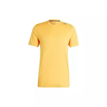 Adidas Дизайнерская футболка Heat.Rdy Hiit Tee Solid Logo для высокоинтенсивных интервальных тренировок, облегающая футболка с коротким рукавом для фитнеса, мужские топы, ярко-золотой IM1121 S