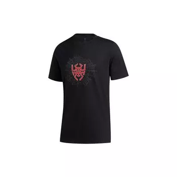 Adidas Donovan Logo Баскетбольная спортивная футболка с круглым вырезом с коротким рукавом Мужские топы Черный GE4126 L