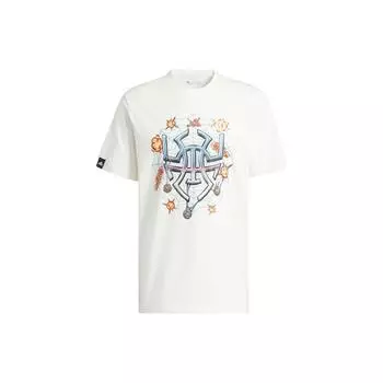 Adidas Donovan Mitchell 8-Bit Signature с мультяшным принтом, спортивная футболка, мужские топы Han-Jade-White II7792 M