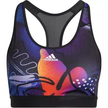 Adidas Drst Jem Artist Collaboration Series U-образный облегающий спортивный бюстгальтер средней интенсивности с разноцветным принтом белого цвета GL4364 XS