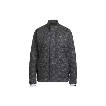Adidas Двубортная куртка с длинным рукавом и логотипом, воротник-стойка, женская куртка черного цвета IA2783