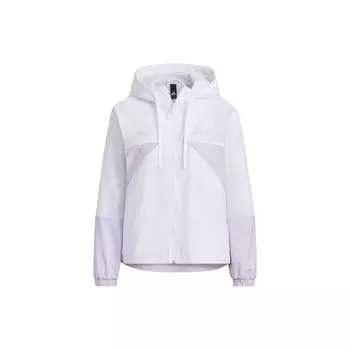 Adidas Двухцветная спортивная повседневная ветровка с капюшоном Женская верхняя одежда Белый IP0751 L