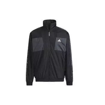 Adidas Двусторонняя флисовая подкладка с логотипом, цветная куртка с воротником-стойкой, мужская верхняя одежда, черная HC0268 M
