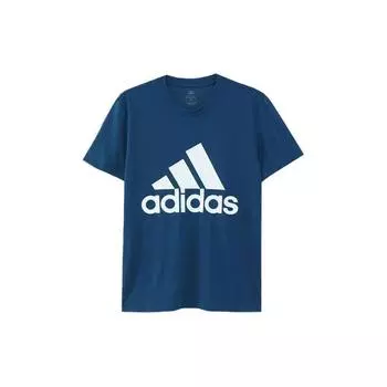 Adidas Дышащая футболка с логотипом Fitness Dopamine с круглым вырезом и коротким рукавом, мужская футболка синего цвета GJ2721 S