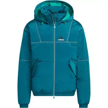 Adidas Equipment Series SS25 свободная теплая спортивная куртка с капюшоном на утином пуху с буквами мужская куртка зеленая KA7980 XS