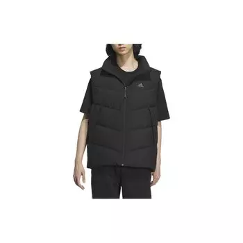 Adidas Essential Твердый воротник-стойка на молнии Пуховой жилет Мужская верхняя одежда Черный IS0368 L