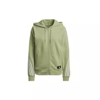 Adidas Essentials 3-полосная толстовка с капюшоном на молнии женская куртка зеленая HE1661 S
