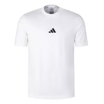 Adidas Essentials Single Jersey Logo Вышитый круглый вырез Пуловер с коротким рукавом Футболка Мужские футболки Белый Черный JY8561 S