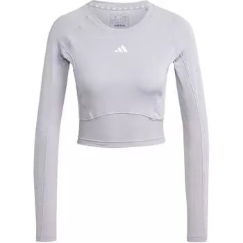 Adidas Футболка Essentials Train из смешанного материала, быстросохнущая, с длинным рукавом, женская, Honor-серый, белый IW5457 XS