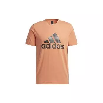 Adidas Fi Tee Shinybos Logo Print Спортивная футболка с коротким рукавом Мужские топы Хаки-Коричневый GP0971