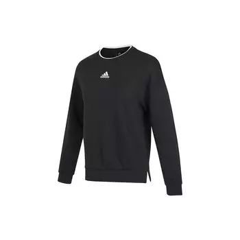 Adidas Fi W Swt Gloss Logo Print Вязаная толстовка с круглым вырезом Женская толстовка черная H09766 M