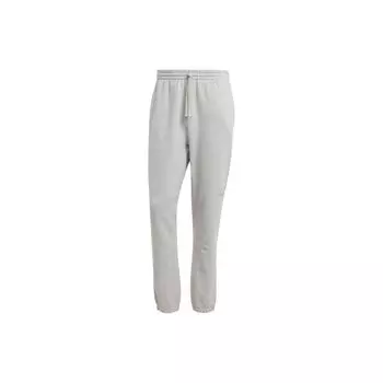 Adidas Флисовые брюки Lounge, однотонные, с логотипом, трикотажные, с манжетами на шнурке, повседневные брюки для мужчин, серые IS1579 M