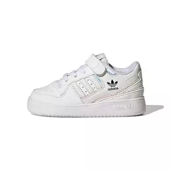 Adidas Forum Low I Белые переливающиеся детские кроссовки Cloud-White Core-Black GZ1674 25