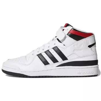 Adidas Forum Mid Footwear Бело-черные кроссовки унисекс Core-Black Scarlet BY4375
