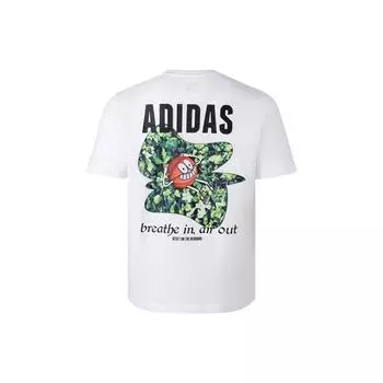 Adidas Фотореалистичная баскетбольная футболка Lil Stripe с короткими рукавами и мультяшным алфавитным принтом, мужские топы белого цвета JH1219 XXL