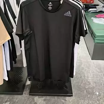 Adidas Freelift Fit El Logo Print Круглый вырез Пуловер с короткими рукавами Футболка Мужские топы Черный CE0830 L