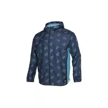 Adidas Full Logo Pattern Дышащая быстросохнущая куртка с капюшоном Мужские куртки Синие GP1826 S