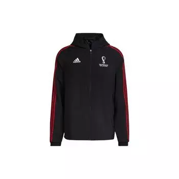 Adidas Футбольная куртка с капюшоном и логотипом International Badge Print, мужская куртка черного цвета HC3450 M