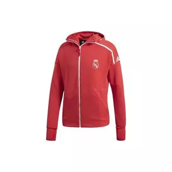 Adidas Футбольная серия Real Madrid Real Zne Sports Series с логотипом на молнии с капюшоном мужская куртка красного цвета DS8857 M
