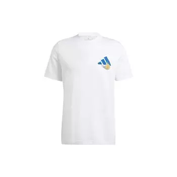Adidas Футболка Aeroready Daily Served с принтом логотипа для тенниса, спортивная, с круглым вырезом и коротким рукавом, мужские топы, белые II5923 XL