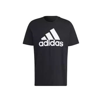 [Adidas] футболка с коротким рукавом, одинарная майка, большой логотип, ECQ96, черная/белая (IC9347) S