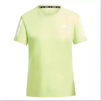Adidas Футболка с логотипом Own The Run Tee, круглый вырез, короткий рукав, женские топы, Pulse-Lime IV5491 M