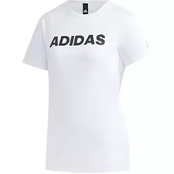 Adidas Футболка с принтом букв, приятная на ощупь, удобная, мягкая, с коротким рукавом, женская, белая, FM5306 S