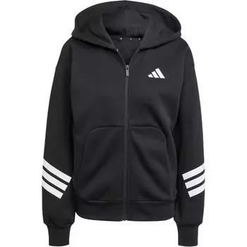 Adidas Future Icons Полосатая толстовка с капюшоном на молнии с длинным рукавом, женские толстовки с капюшоном, черный цвет JE0171 S