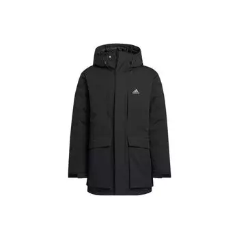 Adidas FW22 Пуховая парка с принтом логотипа и капюшоном на молнии Мужская верхняя одежда Черный HN2096 S