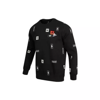 Adidas FW22 пуловер с мульти-логотипом с круглым вырезом, мужская толстовка, черный HN8982 XXL