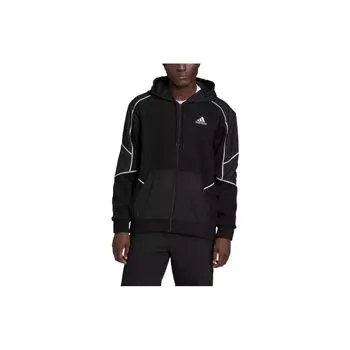 Adidas FW22 Спортивная куртка с капюшоном с принтом логотипа Мужская верхняя одежда Черный HL6908 M