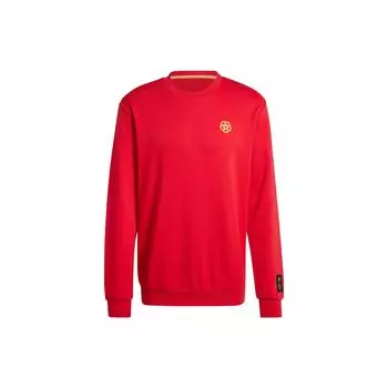 Adidas FW23 Китайский Новый год Дракон серии Manchester United Традиционный футбольный логотип с вырезом из бумаги Толстовка с круглым вырезом Мужская толстовка Красный IW9306 XL