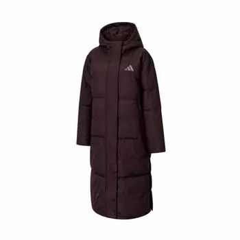 Adidas FW24 Бренд Логотип Ветрозащитный Теплый Длинный Пуховик Женская Верхняя Одежда Бордовый JV6198 S