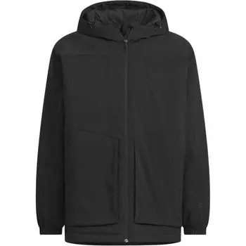 Adidas FW24 Легкая стеганая куртка серии Водонепроницаемая теплая спортивная повседневная куртка с капюшоном Мужская куртка черного цвета JY4195 L