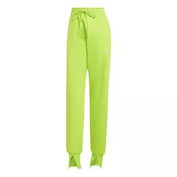 Adidas FW24 Серия спортивных штанов-джоггеров, однотонные свободные трикотажные спортивные штаны с высокой талией, женские плавки, флуоресцентно-зеленые IW6322 XS
