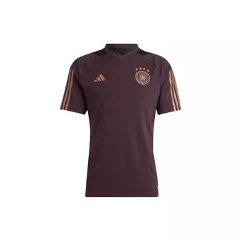 Adidas Germany Team Tiro 23 Logo Patch с коротким рукавом Футбольная майка Мужские топы Бордовый HF3990 L