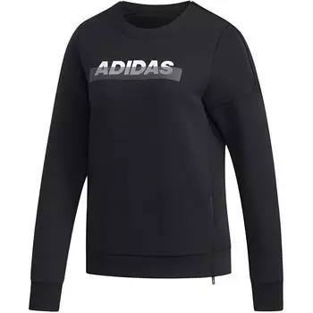 Adidas Gfx Sweat Letter Print Повседневная удобная футболка с круглым вырезом и длинным рукавом для женщин, топы черного цвета EH3858 XL
