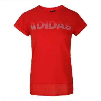 Adidas Gfx T Lineage Логотип Круглый вырез Пуловер Простая модная повседневная футболка с коротким рукавом Женские футболки Красный FI1474 L